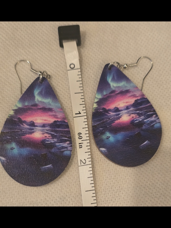 Jewelry - Aurora Night Sky Teardrop Earrings - Purple Blue Pink